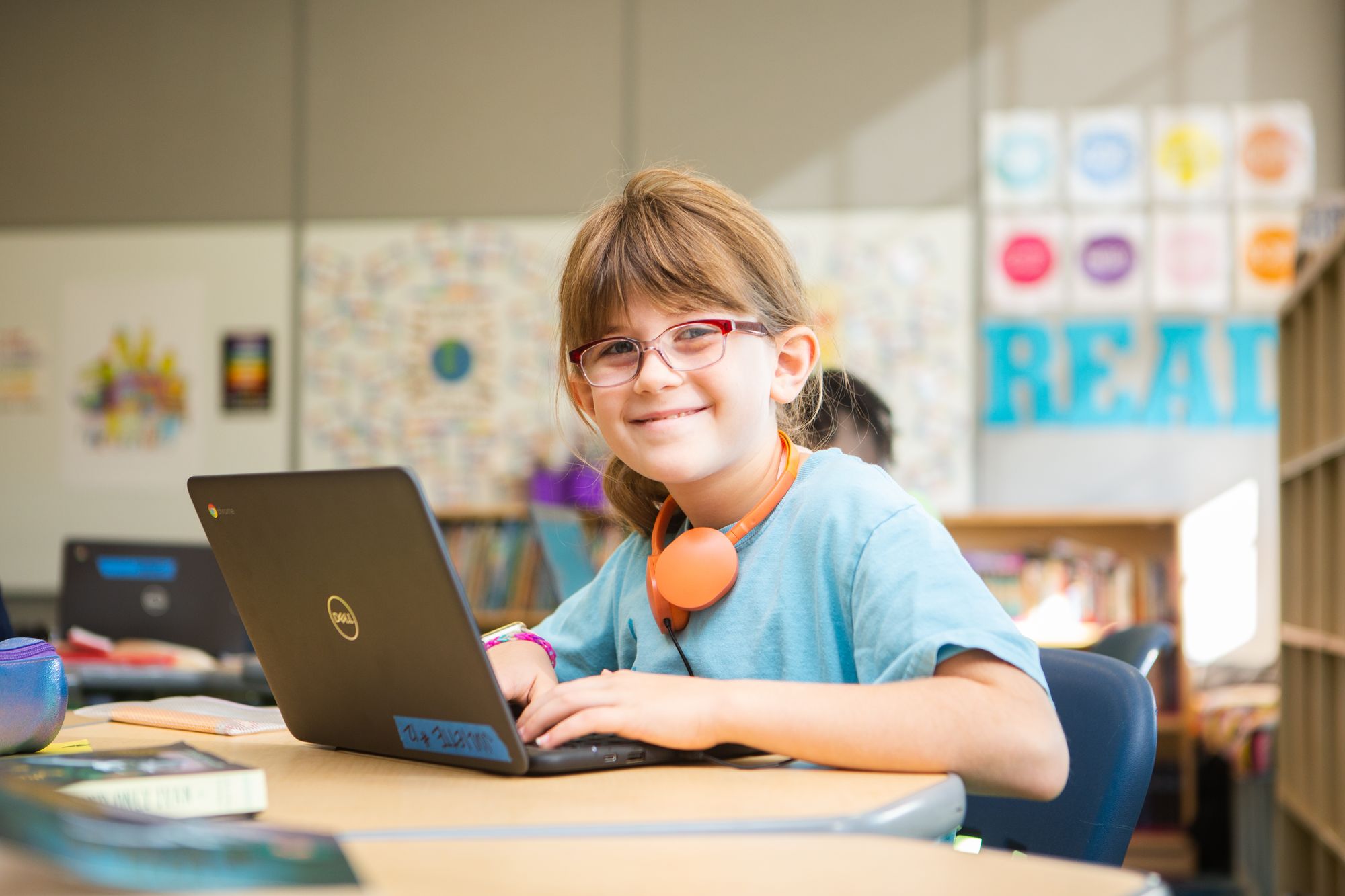 Student working on a laptop