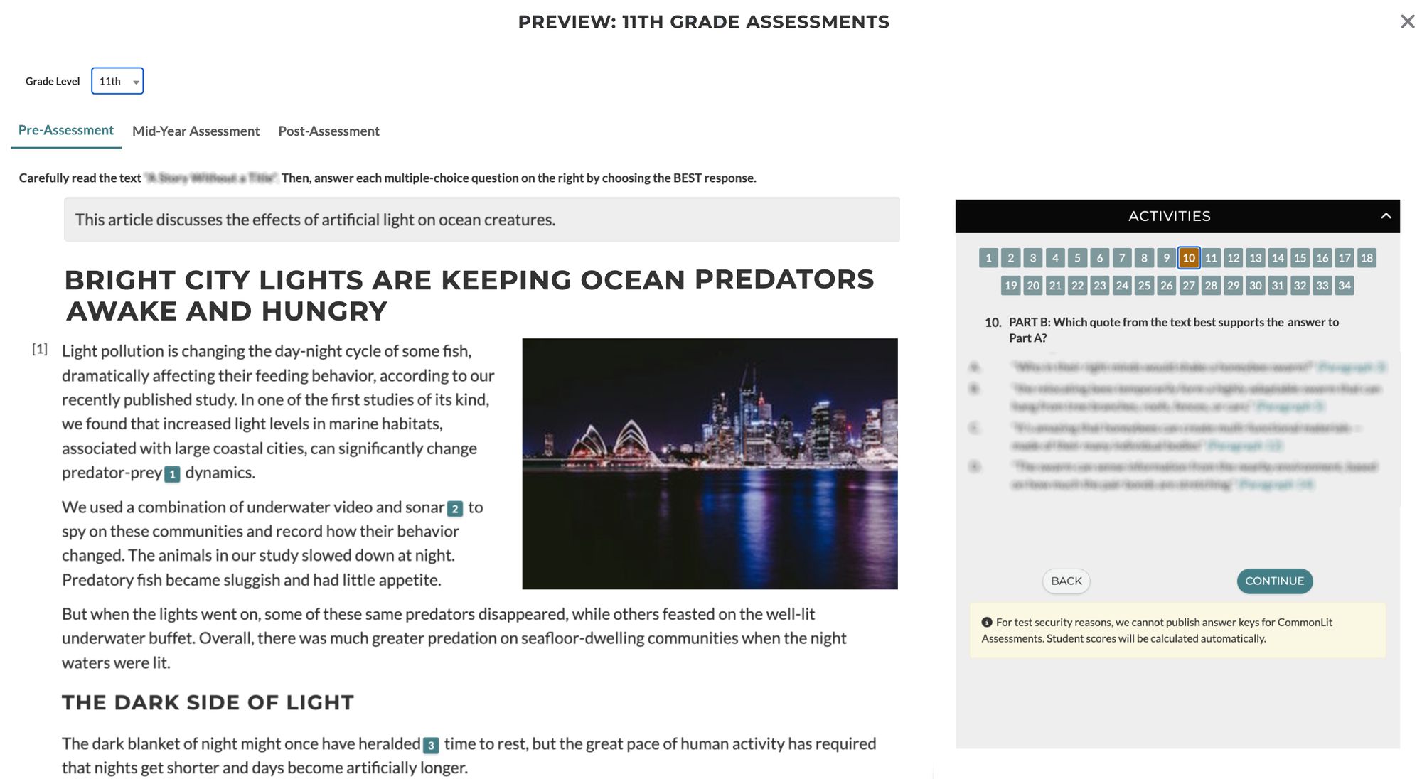 A sample benchmark assessment from CommonLit’s Assessment Series