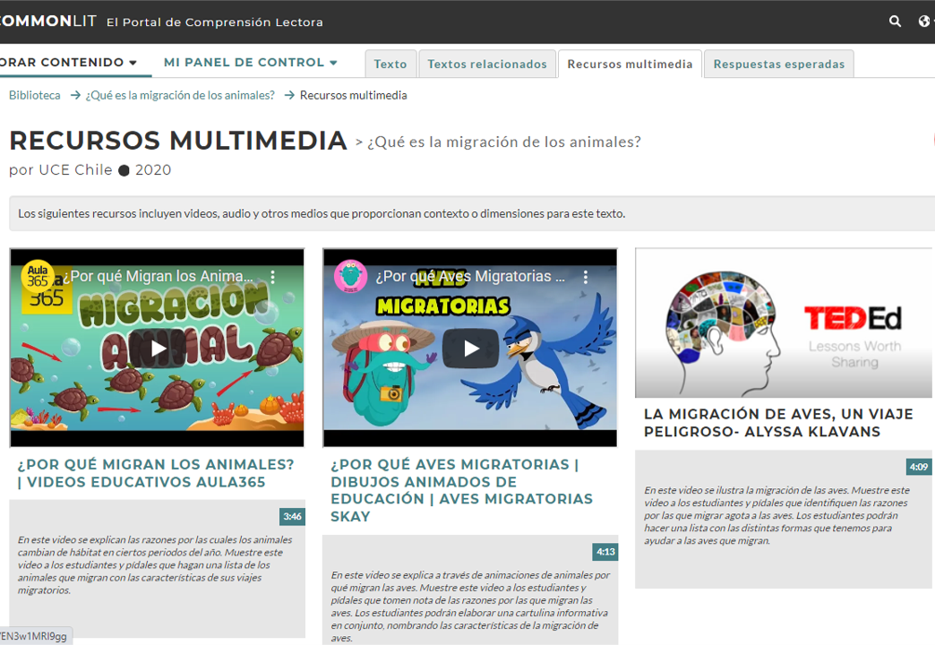 Imagen de la sección Recursos multimedia correspondiente al texto "¿Qué es la migración de los animales?